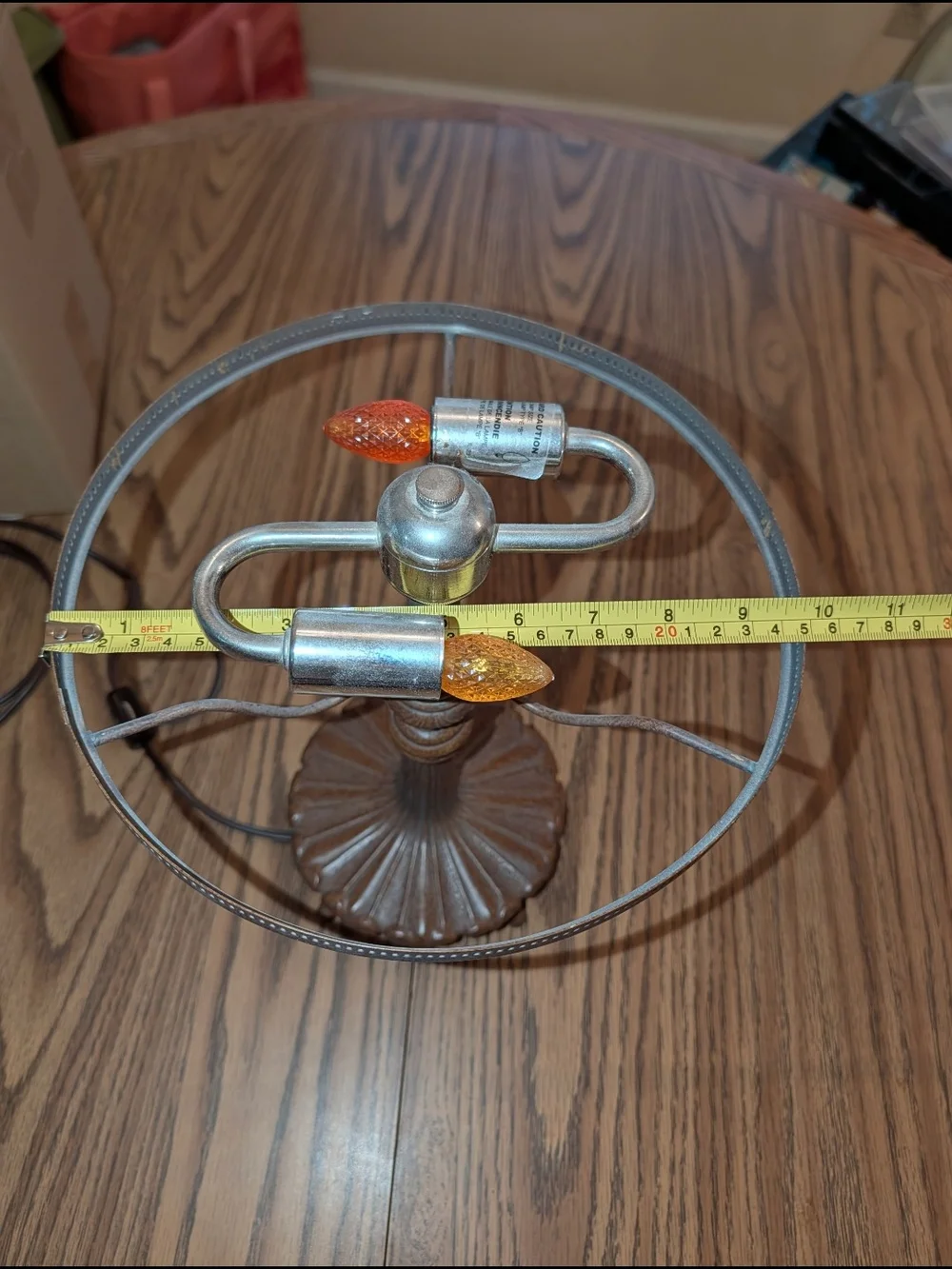 Vintage-Style Brown Table Lamp with Amber Bulb Accents